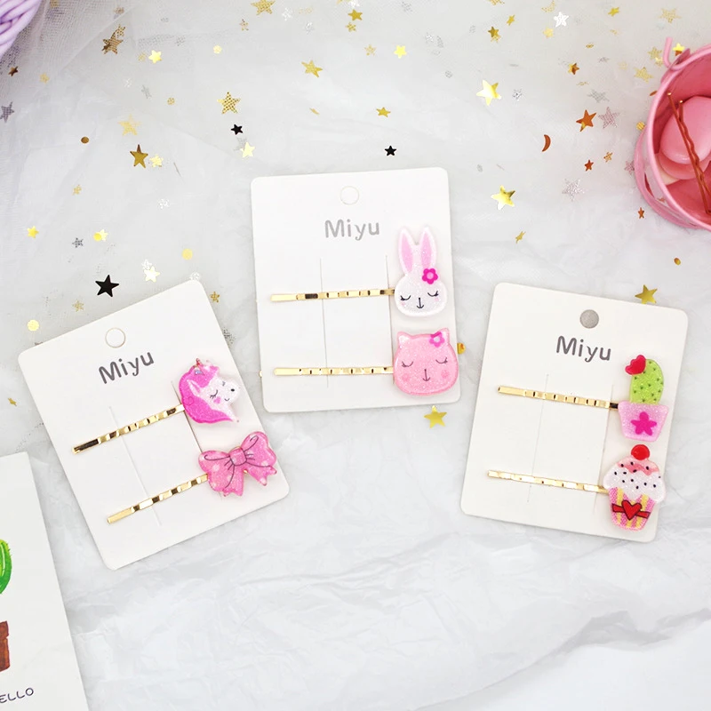 2 шт./компл. милый акриловый заколка с мультяшными животными заколки для волос