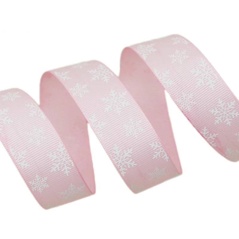 (10 м/лот) 1 ''(25 мм) принт Снежинка grosgrain лента Рождественский подарок DIY высшего