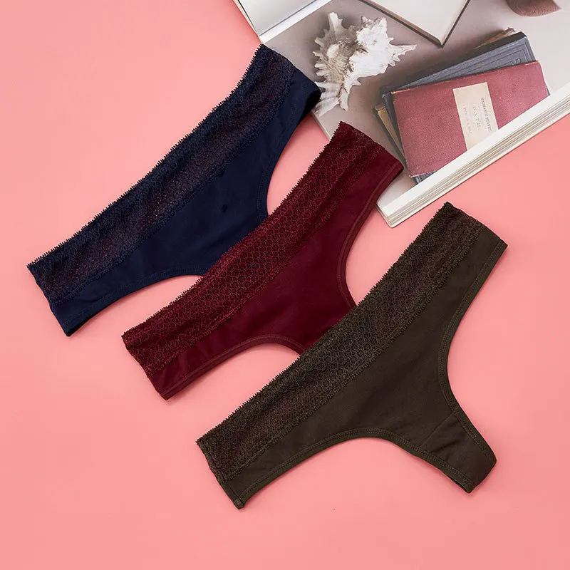 Трусики женские хлопковые однотонные пикантное мягкое нижнее белье с кружевной