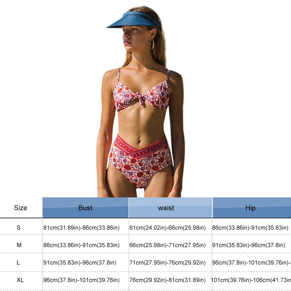

Sexy Women Summer Bikini Set Ruffles Printed Push Up Biquini Female Swimsuits Beachwear Bikini Split Swimsuit Suit