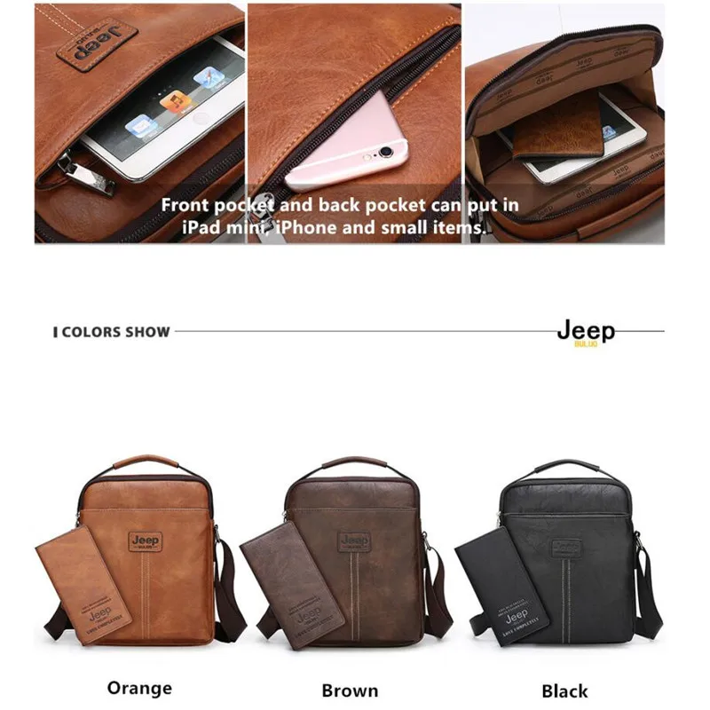 JEEP BULUO Messenger Men Bags Famous Brand Crossbody Shoulder Bag For iPad Hanbags Tote Fashion Casual office Work Male Bags New
