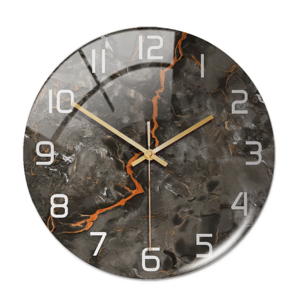 

mordern wall clock Acrylic Material 2mm thick Marble design Frameless Circle Silent Creative dining Room Home Decoration