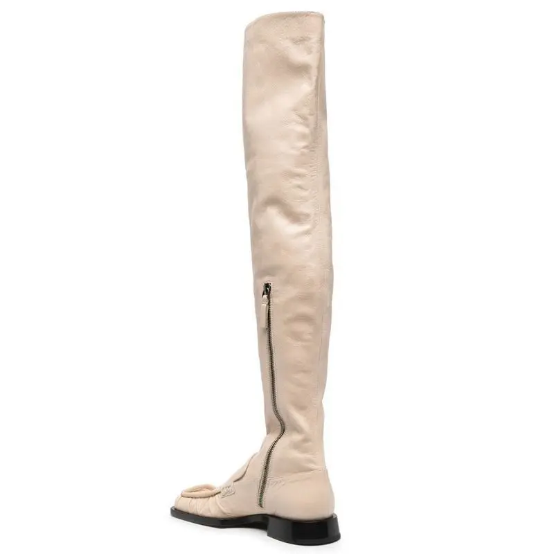 2021 new golden stretch folds Lok Fu over the knee socks boots flat bottom was thin and large size fashion boots