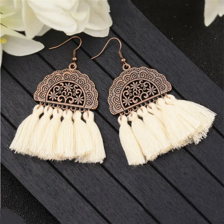 

Retro Creative Geometry Tassel Ear Jewelry Simple Temperament Ethnic Earrings for Women