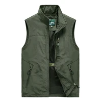 5xl men multi pocket classic waistcoat male sleeveless thin spring solid coat work vest photographer tactical summer jacket