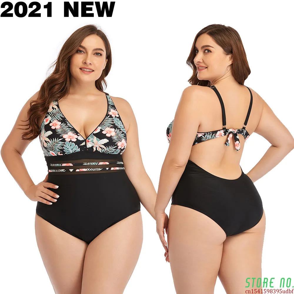 

2021 Women Swimsuit One Piece Plus Size Push Up Swimwear Large Big Plussize Swimming Suits Beachwear Bathing Suits For Famale
