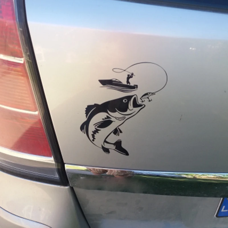 

12CMX17CM Interesting Fishing Fisherman Hobby Fish Boat Car Stickers Vinyl Decal