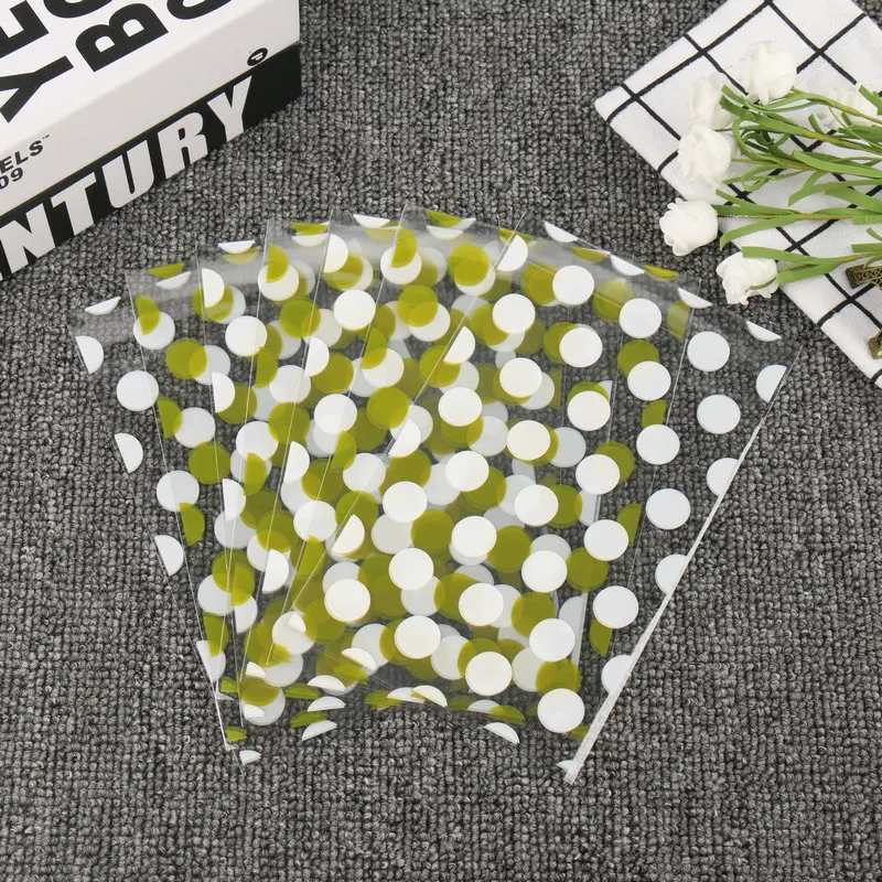 50 шт. в горошек для печенья посылка бело-золотые прозрачные целлофановые мешочки