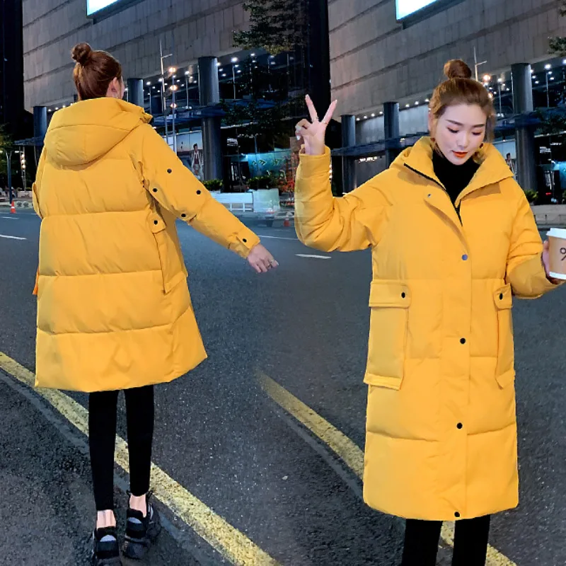 

Solid Parkas Women 2022 Winter New Full Sleeve Loose Hooded Cotton Padded Jacket Women Korean Thicken Warm Outwear Female CX2251