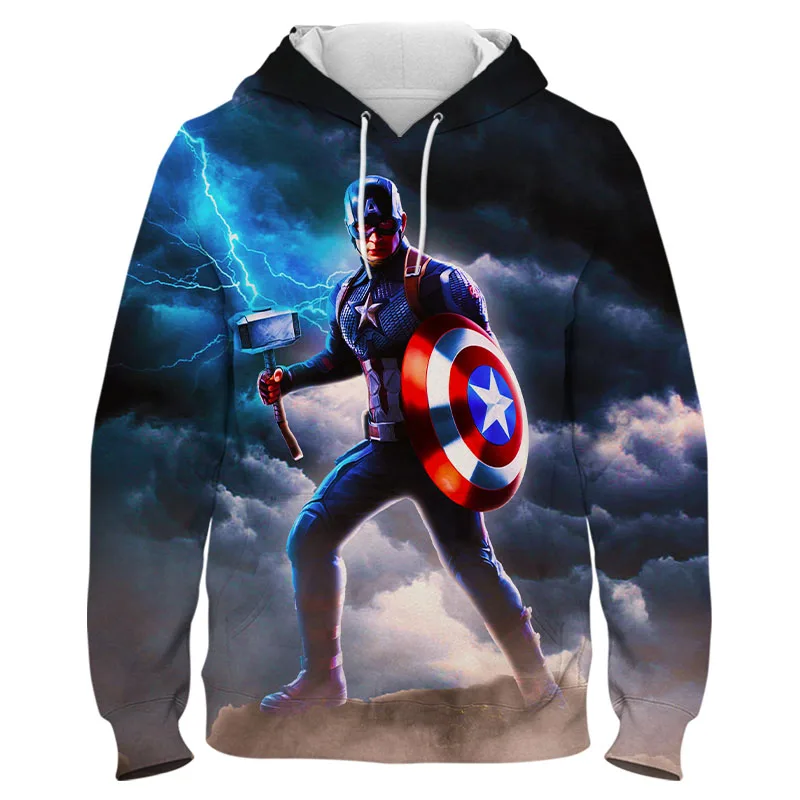 

Disney Marvel Avengers Captain America Men's Hooded Sweatshirt Spring Autumn Toddler Kids Hoodies Pullover 3D Print Tops Clpthes