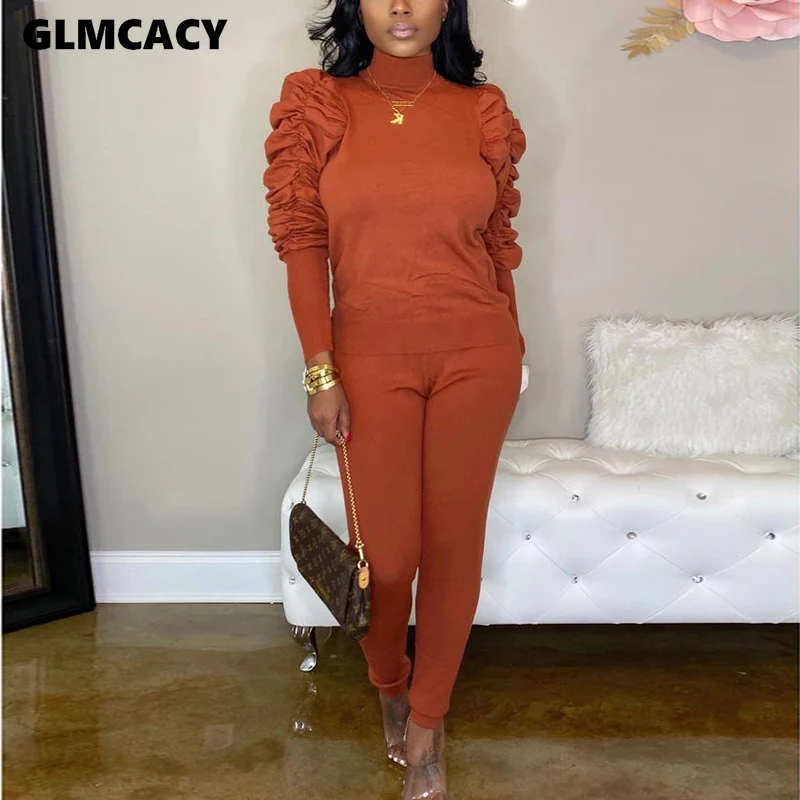 Женские спортивные костюмы из двух предметов на осень и зиму водолазка с буффами