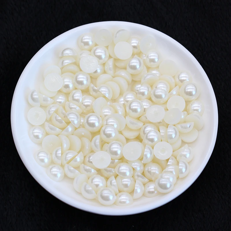 pearl white Белый цвет слоновой кости смешанные цвета с плоской задней частью полукруглый жемчуг ремесло ABS имитация жемчужины для дизайна ногтей скрапбукинга DIY украшения - Цвет: pearl white