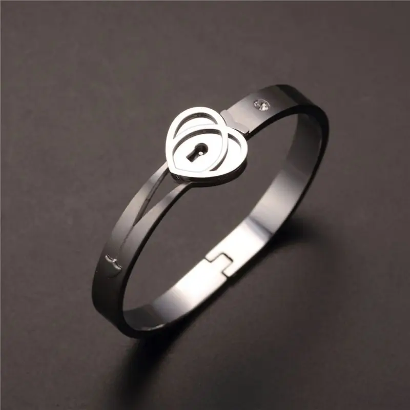 Титановая сталь ключ-сердце замок комплект ювелирных изделий браслет ожерелье
