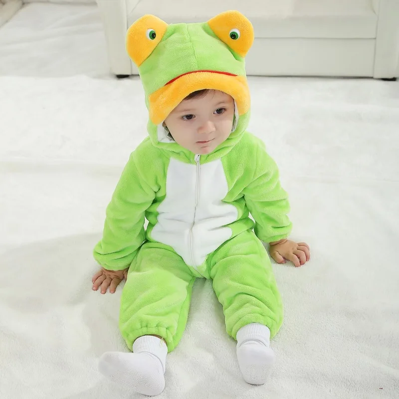 Frog Детская осенняя одежда для мальчиков и девочек; комбинезоны с животными; комбинезон для малышей; домашний костюм мультфильм зимняя Пижама; костюм на Хэллоуин; комбинезон - Цвет: Frog