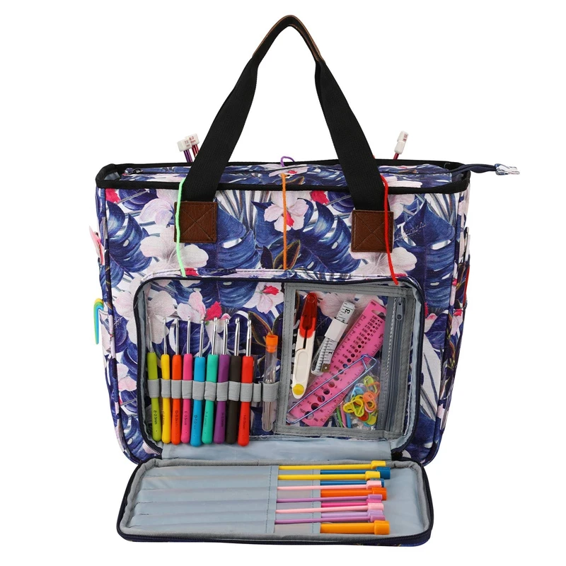 

Women Tote Yarn Wool Storage Bags Crochet Hooks Thread Yarn Holder Cases Pouch DIY Sewing Organizer Bag Knitting Bag
