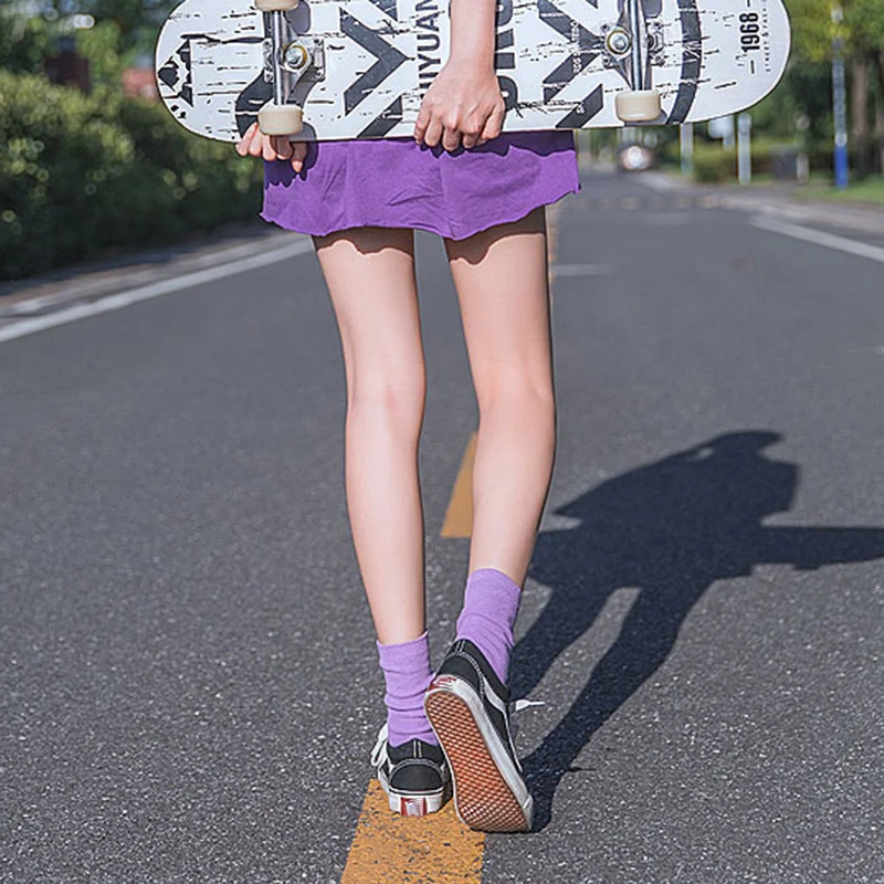 Новые однотонные Японские Женские носки Harajuku простые универсальные милые