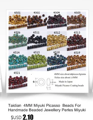 Taidian Miyuki 11/0 Japanese Seedbeads Pearl Picasso Glass Beadbracelet Jewelry Craft Necklace Accessories 5grams About 1000pcs