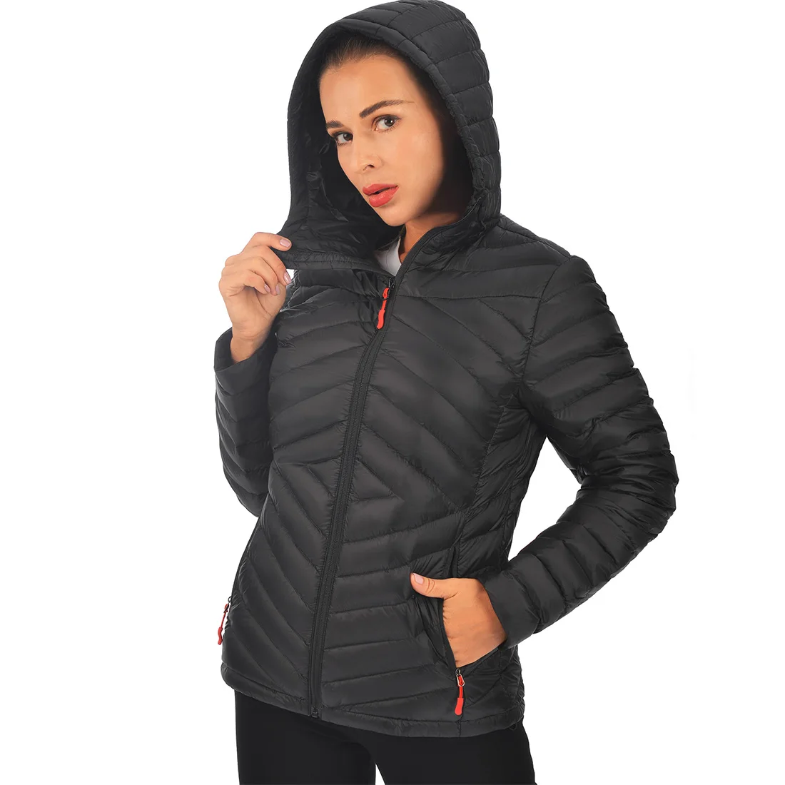Women's Winter Down Parkas Lesmart 90% Duck Down Coat Female Slim Short Down Puffer Jacket Fashion Warm Hooded Black