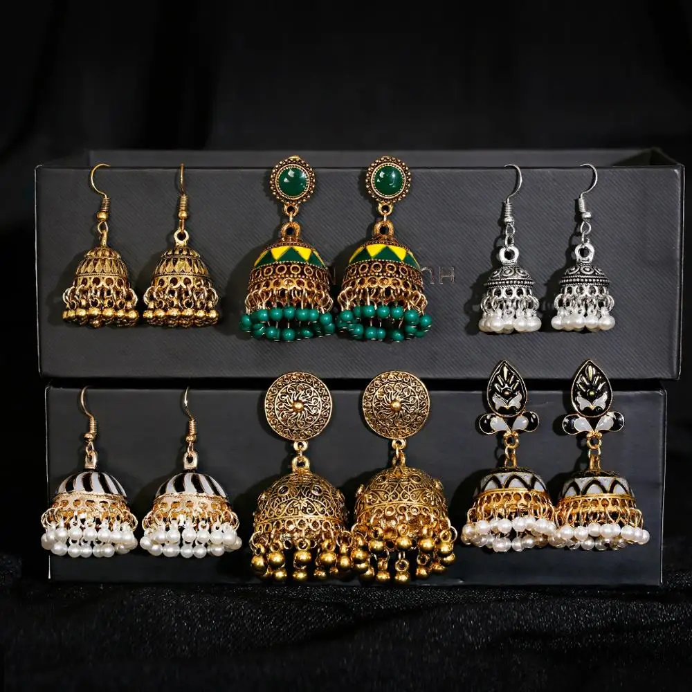 

Pendientes Piercing Indian Jewelry Jhumka Charms Earrings For Women Accessories kolczyki Stud Earring Trendy Wedding Ear rings