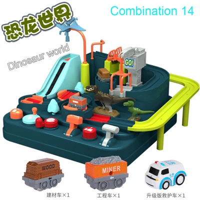 DIY трек-игрушки 3D автомобильный трек, приключенческий комплект автомобилей, сборка железная дорога игрушечные модели автомобиля, парковка для детей, день рождения - Цвет: Combination 14