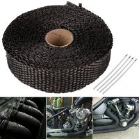 zs motos 5m thermal exhaust header pipe tape heat insulating wrap tape fireproof cloth roll with durable steel ties kit best net