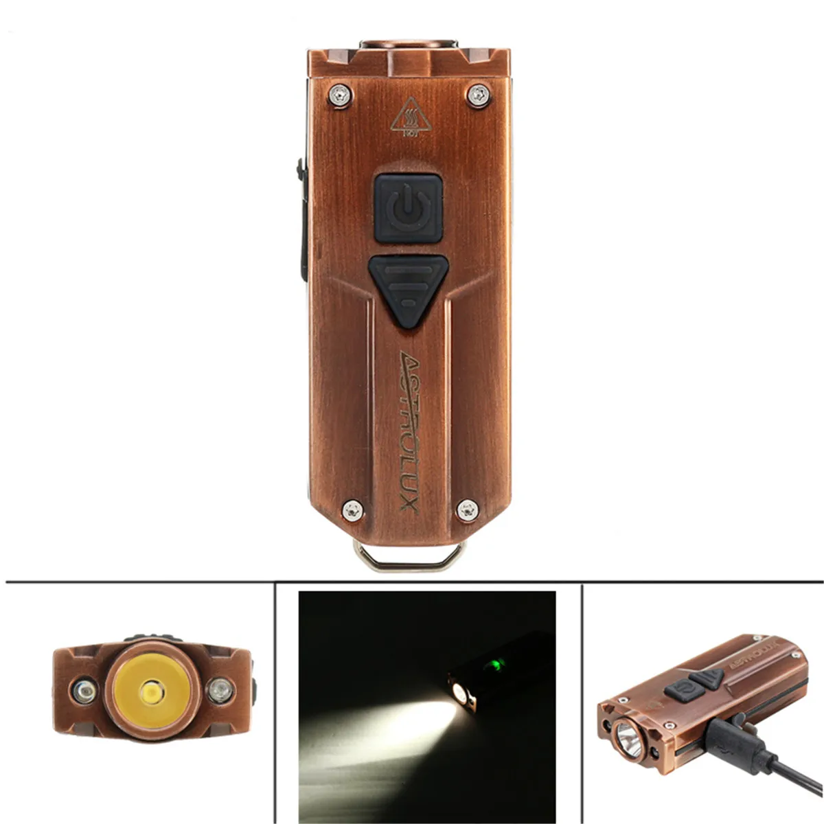 Светодиодный мини брелок из нержавеющей стали Astrolux K1 бронзовый светильник 350 лм с