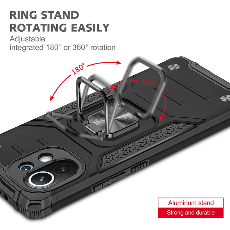 

Funda de silicona para Xiaomi Mi 11, carcasa a prueba de golpes con anillo magntico para el coche, para Xiaomi Mi 11i 11X