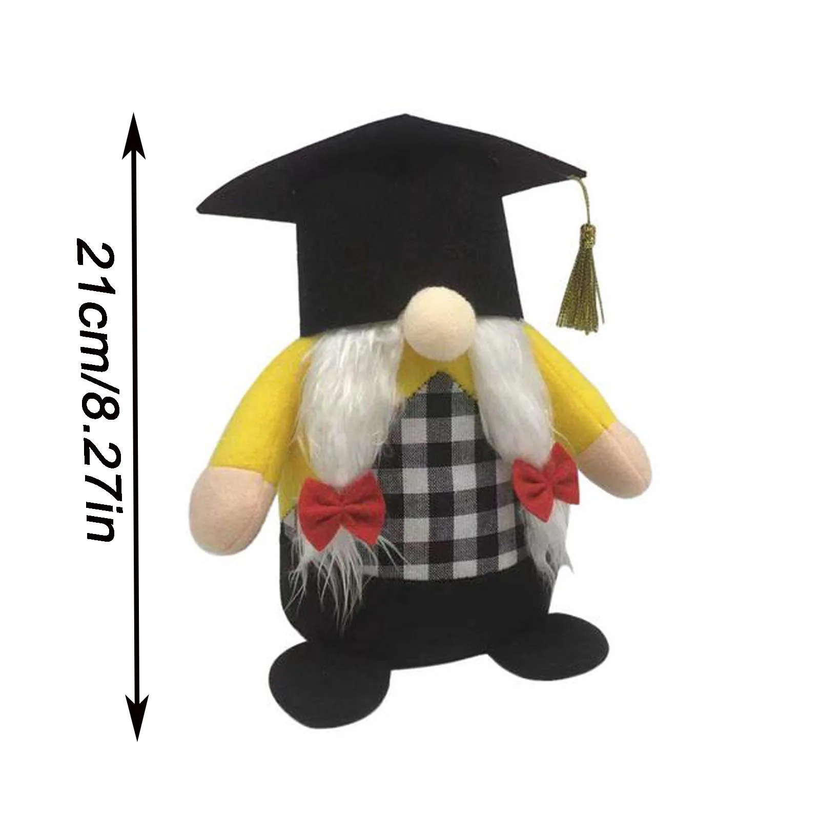 

Faceless Gnome Dwarf Commemorative Plush Doll Uniform Big Bachelor Hat Long White Braid Graduation Season Gift For Students