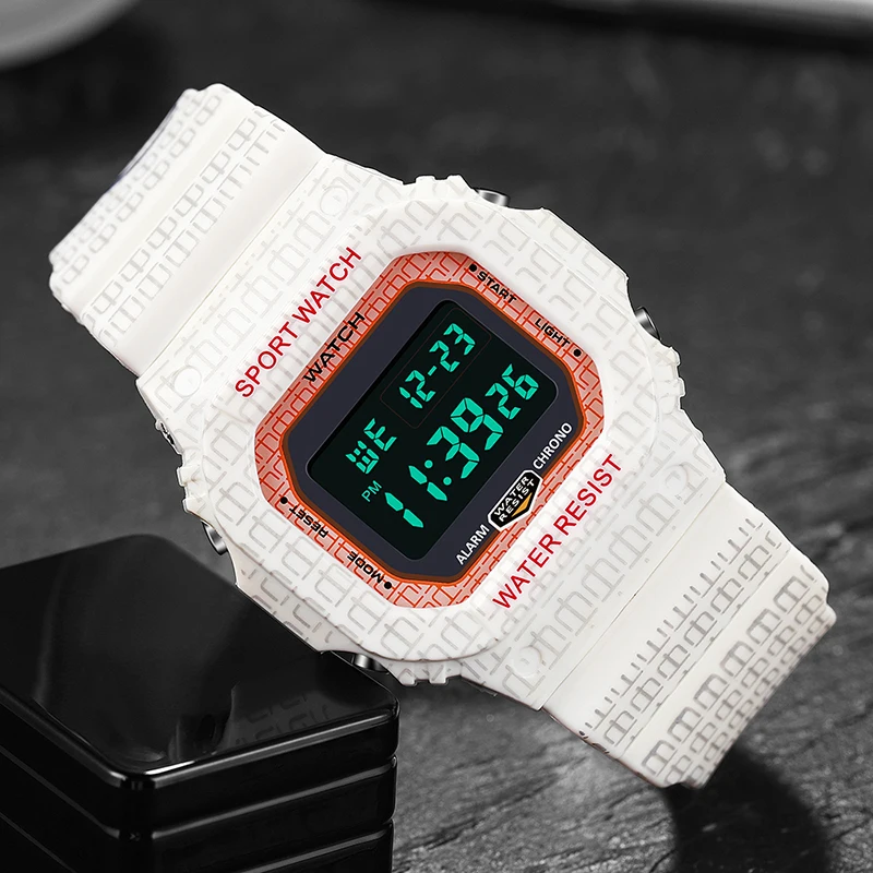 SANDA Brand Woman LED Digital Stopwatch Watch Fashion Black Ladies Electronic Clock Sports Women's Wrist Watches 30M Waterproof