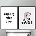 Забавный постер в виде туалета, настенные художественные принты для ванной комнаты, минималистическая Картина на холсте в стиле рок-н-ролл, картина с цитатами, отличный знак для уборки, домашний декор
