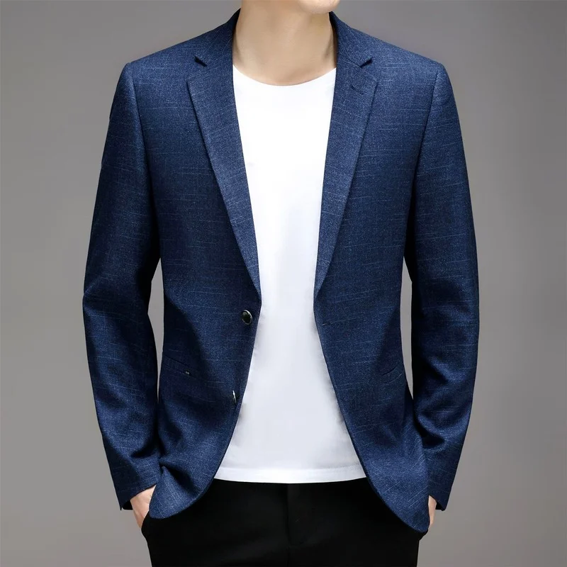 

2021 New Business Suit Coat Men's Slim Plaid Youth Men's Casual Suit Mens Clothing