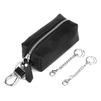 versatile fashion men women zippers double keyring chains second layer cow skin car keys case leather coins wallet bag