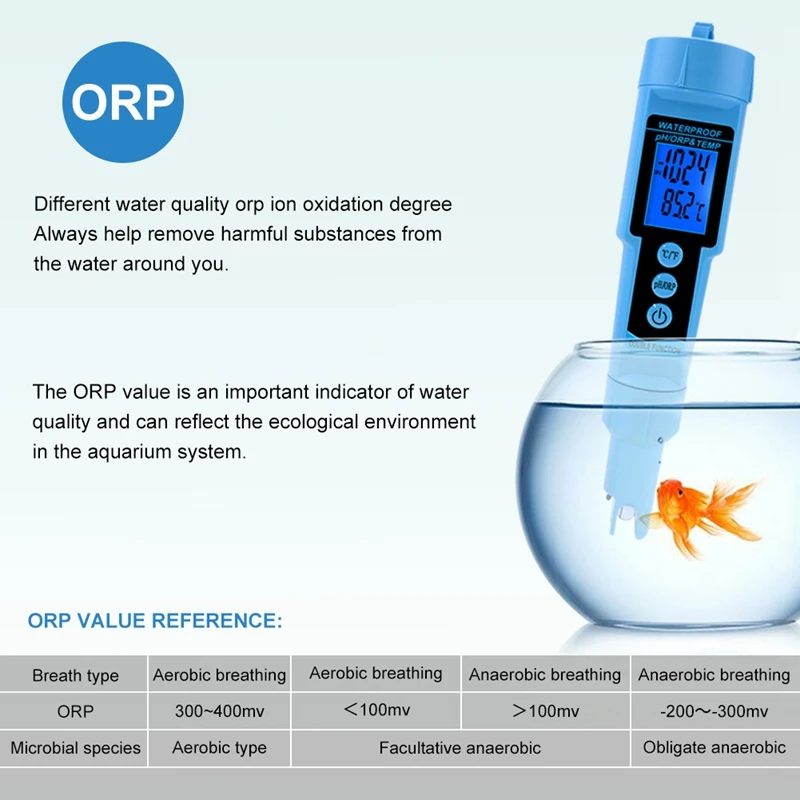 

Portable Three-In-One Water Quality Test Pen PH-689 PH/ORP/TEMP PH, Conductivity, Fish Tank Detection