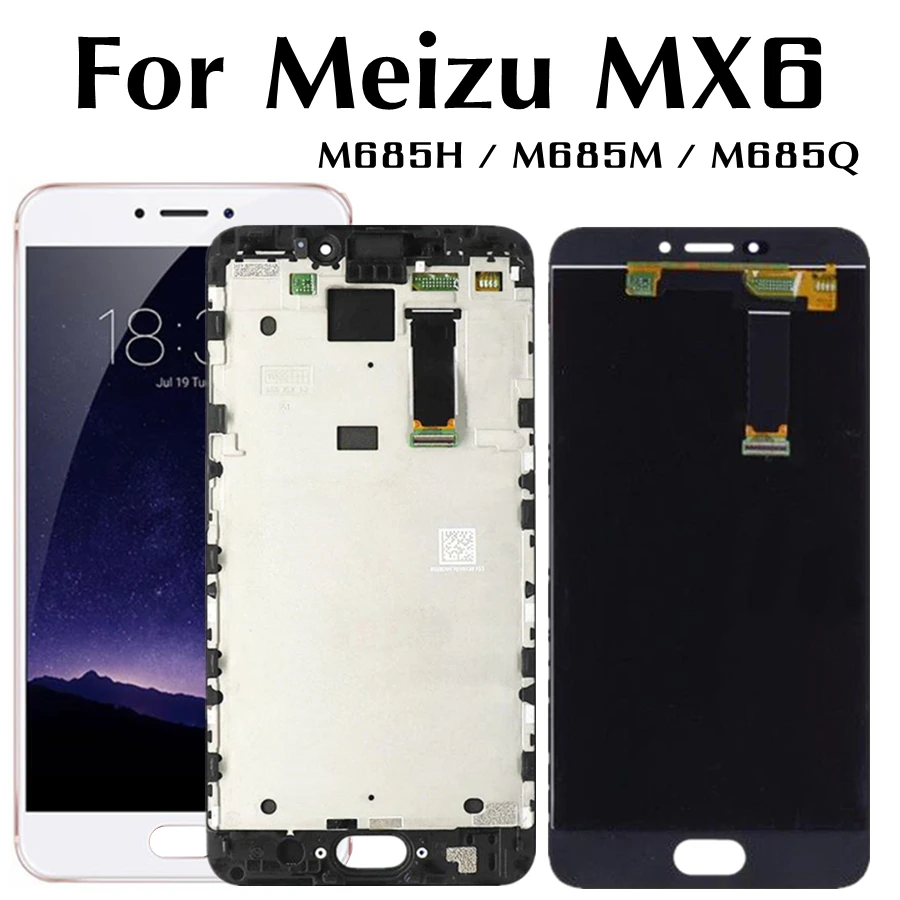 

Tested 5.5" LCD For Meizu MX6 M685H M685M M685Q LCD Display Touch Screen Panel Digitizer Assembly with Frame