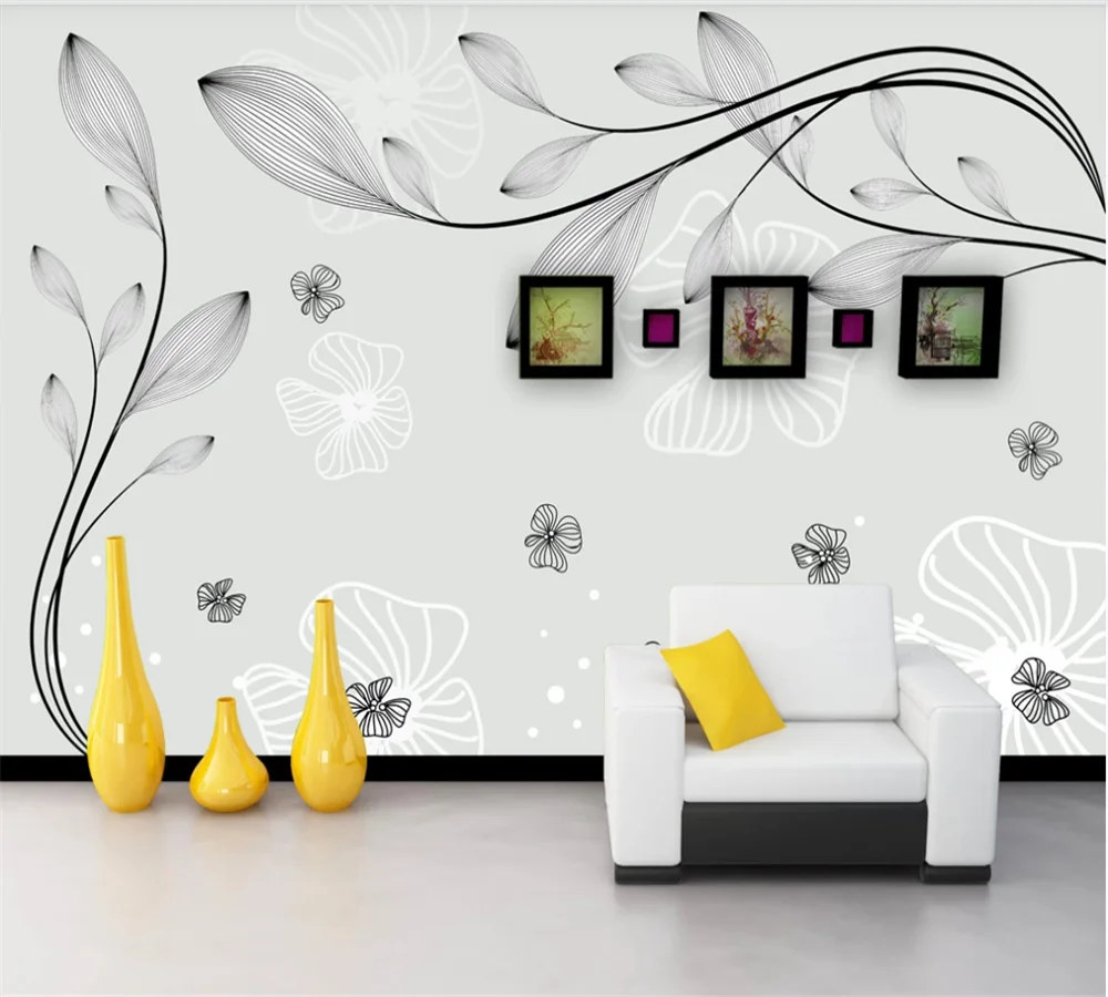 

Настенные обои на заказ 3D-8D, современный минималистичный ручная роспись, цветы и цветы, фон для телевизора, настенное украшение, картина