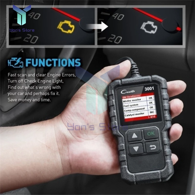 

Car Diagnostic Tool OBDII OBD 2 Code Reader Engine Scanner ELM327 NT200C X431 Creader 3001 OBD2 Automotive Scanner CR3001