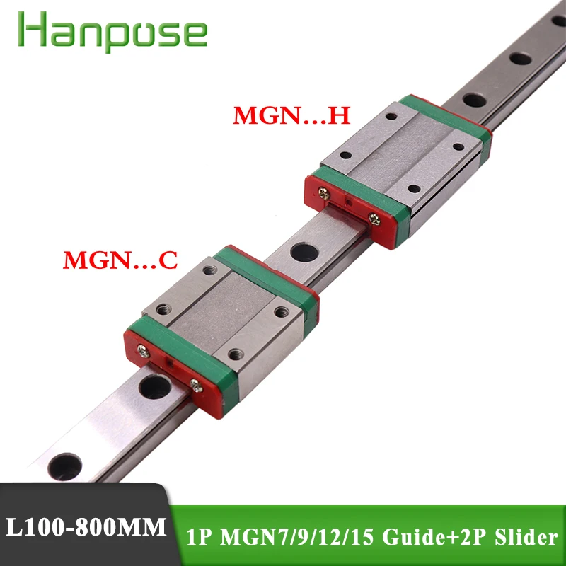 

1PCs linear guide rail MGN7/9/12/15 length 100mm 200mm 300mm 400mm Linear Rail Guide + 2 sliders MGN7C MGN7H for 3D printer