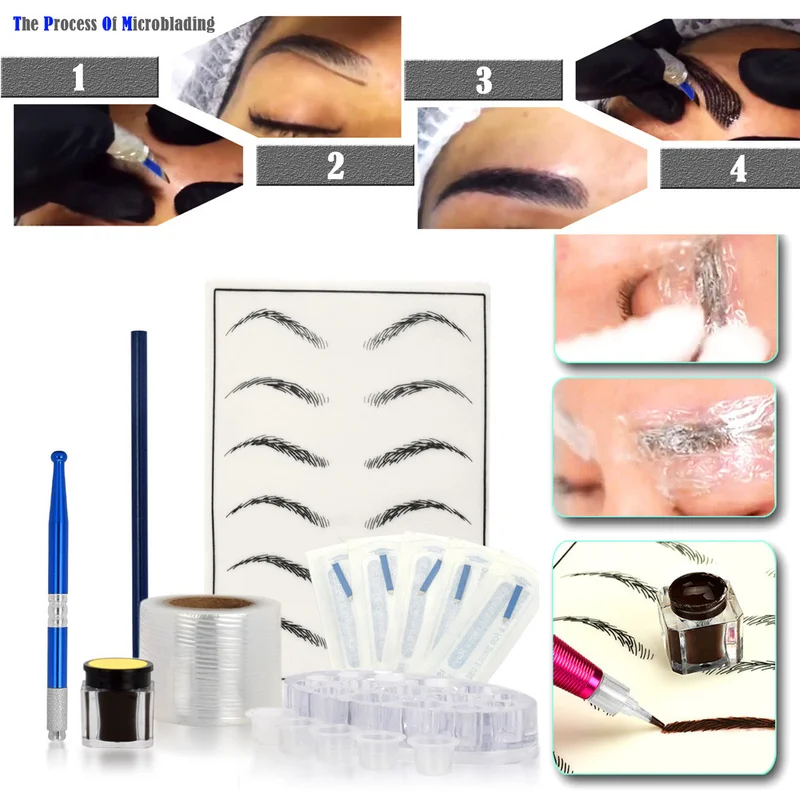 

Microblading Practice Skin HandMade Pen Makeup Eyebrow Tattoo Needle Pigment Kit 2020 new Tattoo sets #1226 BC
