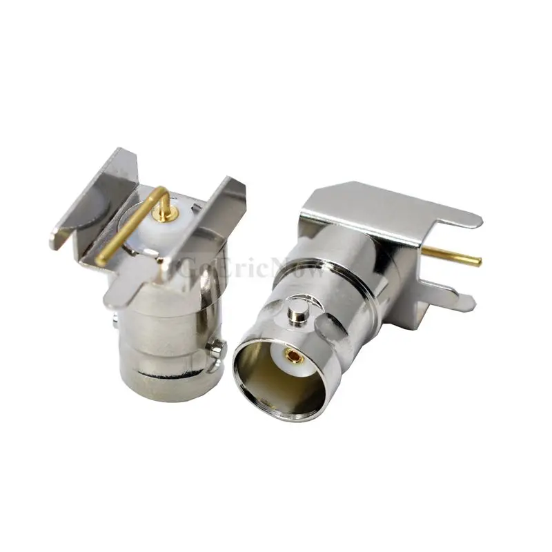 100 шт. BNC Женский Угловые крепление на печатную плату пайкой RF разъем адаптера