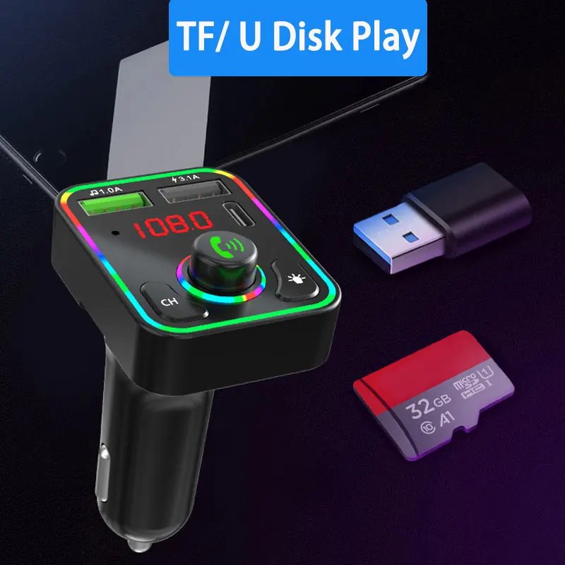 FM-трансмиттер автомобильный со светодиодсветильник кой и поддержкой Bluetooth 5 0 |
