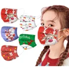 50 шт.лот Детские маски рождественские маски с мультяшным принтом Санта одноразовые маски для лица Детские трехслойные нетканые пылезащитные маски