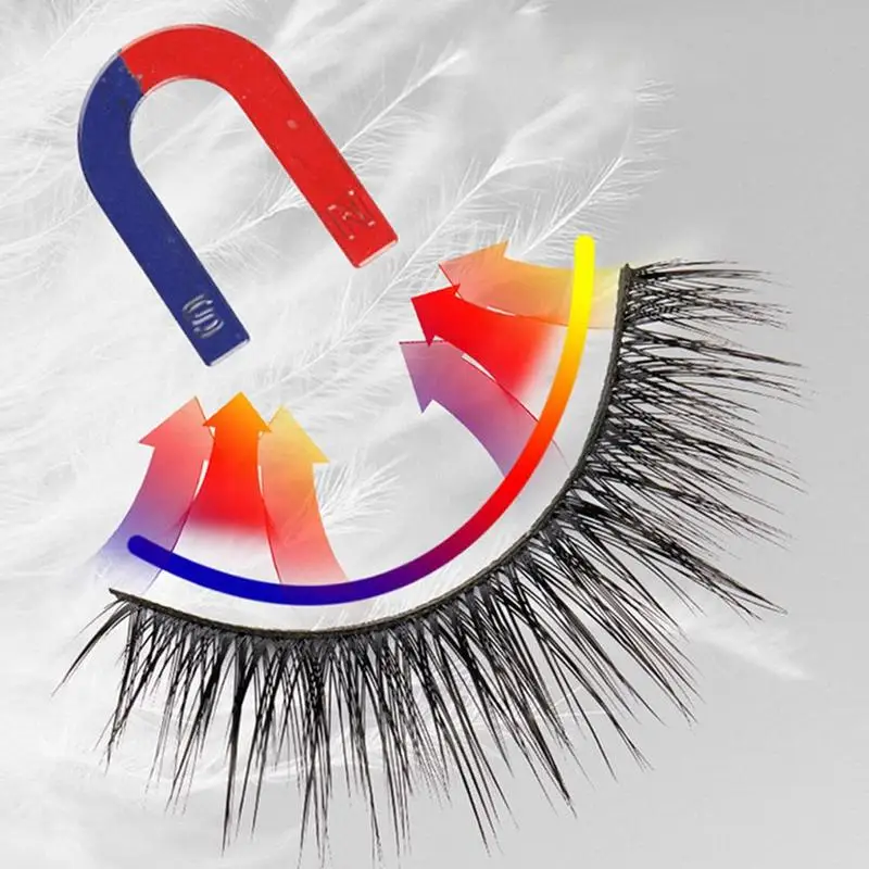 

6 Pairs/Set Magnetic Eyelashes False Lashes Repeated Use Eyelashes Waterproof Liquid Eyeliner With Tweezer Makeup Set