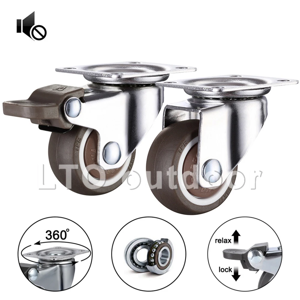 360 Degree Heavy Duty Caster With Top Plate Rubber No Noise For Furniture Carts Warehouse Shelf Industrial Equipment | Обустройство