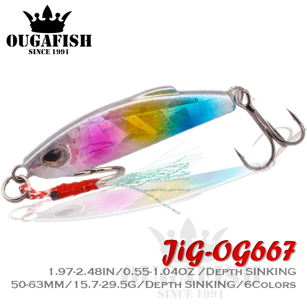 

Metal Jig Fishing Lure Weights 15.7-29.5g Multi Sequin Sub Artificial Baits Double Hooks Sinking Water Bass Set For Pike Fish