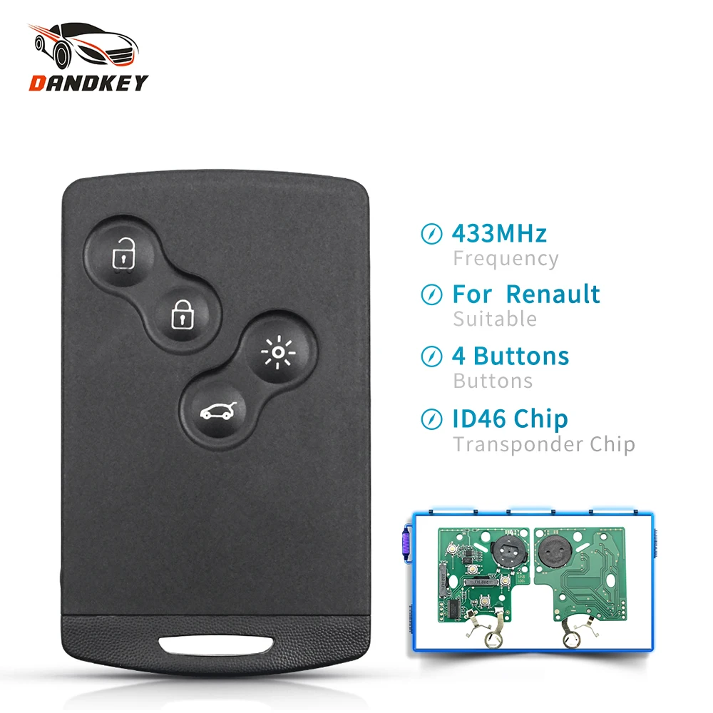 Dandkey для телефона карта без ключа дистанционный ключ ID46 PCF7952 433 МГц Renault Megane III Fluence