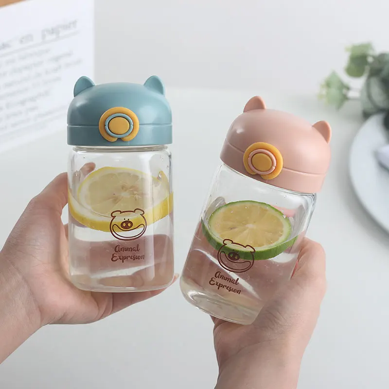 Прозрачная стеклянная чашка с медвежонком Женская Студенческая свежая и милая