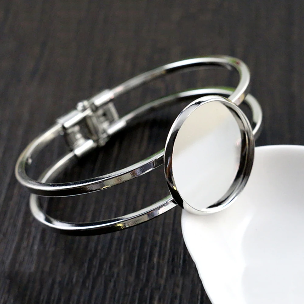 Высокое качество 25 мм Родиевые цвета покрытый Браслет База пустые результаты