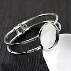 Высокое качество 25 мм Родиевые цвета покрытый Браслет База Браслет пустые результаты лоток рамка Установка Кабошон Камея (L1-22)