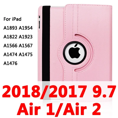 Air12 2017-18-pink 360 Вращающийся чехол для Apple iPad 2/3/4 Air 1/2 A1430 A1458 A1460 iPad2 iPad3 iPad4 Air1 Air2 планшетный чехол для i Pad 9,7 - Цвет: Air12 2017-18-pink