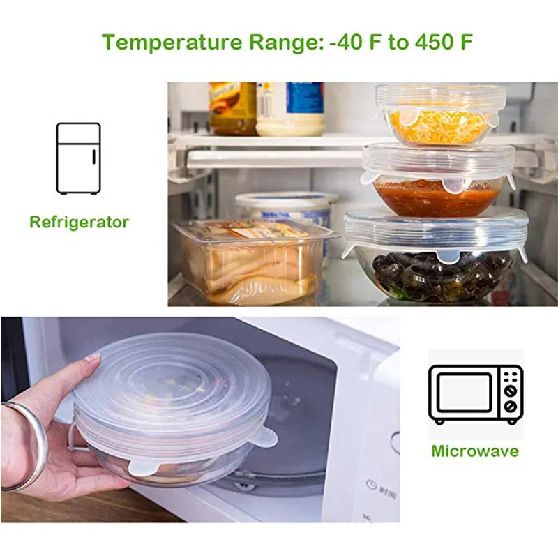 Многоразовые силиконовые растягивающиеся крышки упаковка из 12 крышек различные
